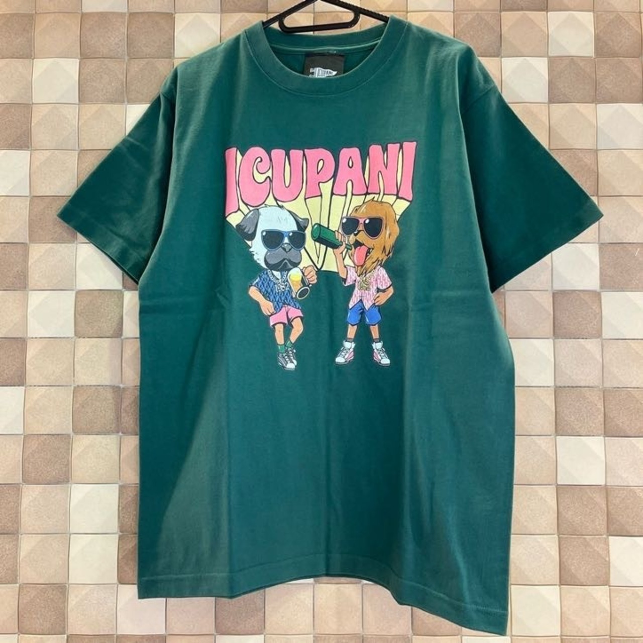 【ICUPANI】オリジナルデザイン　キッズドッグTシャツ　グリーン
