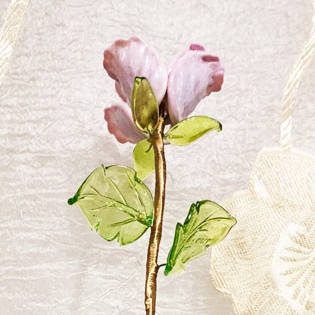 Item765 【受注生産】ヴェネチアンガラス ローズ ガラスの薔薇 ピンク