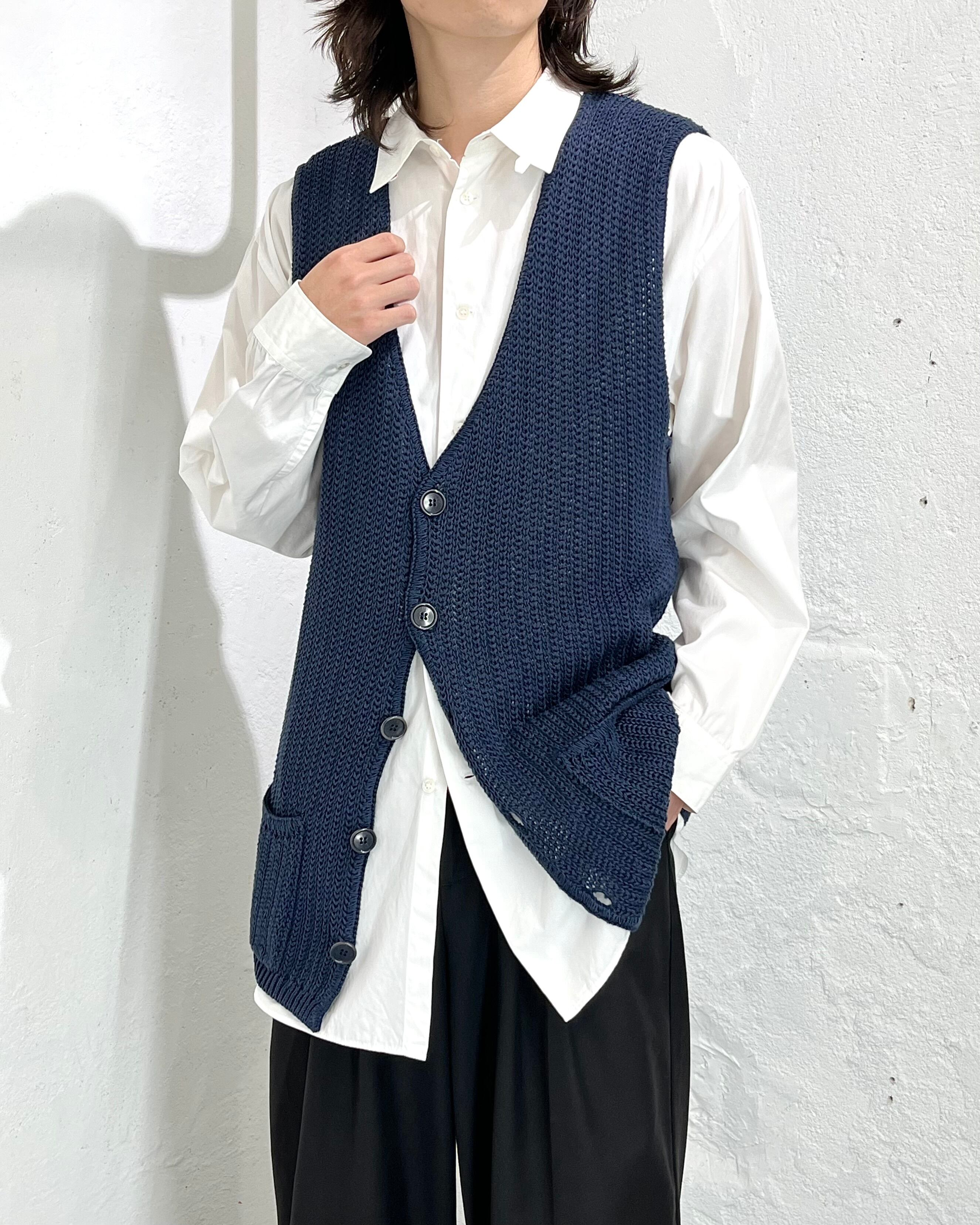 ~90s EMPORIO ARMANI Low-Gauge Cotton Knit Vest ITALY製