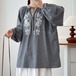 2色/リボンネックコットン刺繍ブラウス ・12117