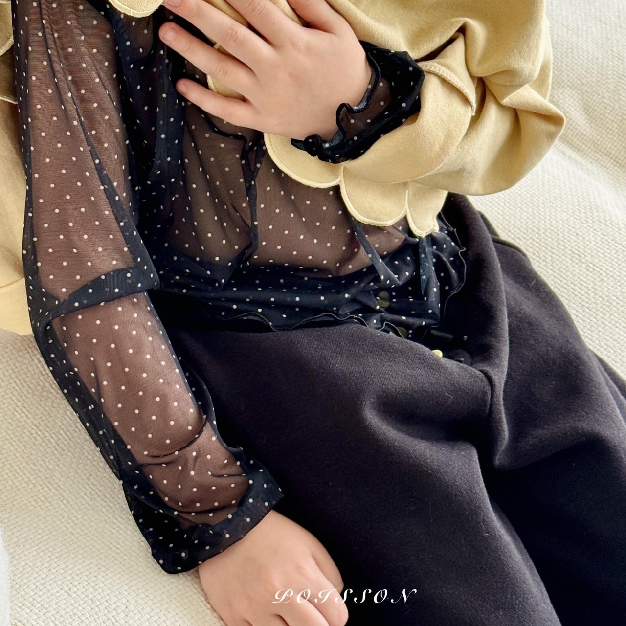 «Sold out»«ジュニアサイズあり»«poisson» レースレイヤードトップス 2colors