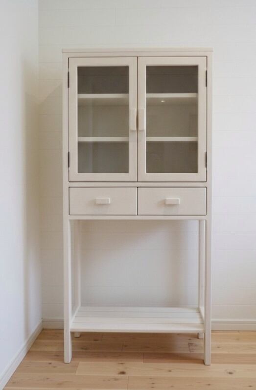 カントリー オープン ブックシェルフ ホワイト アンティーク仕上げ