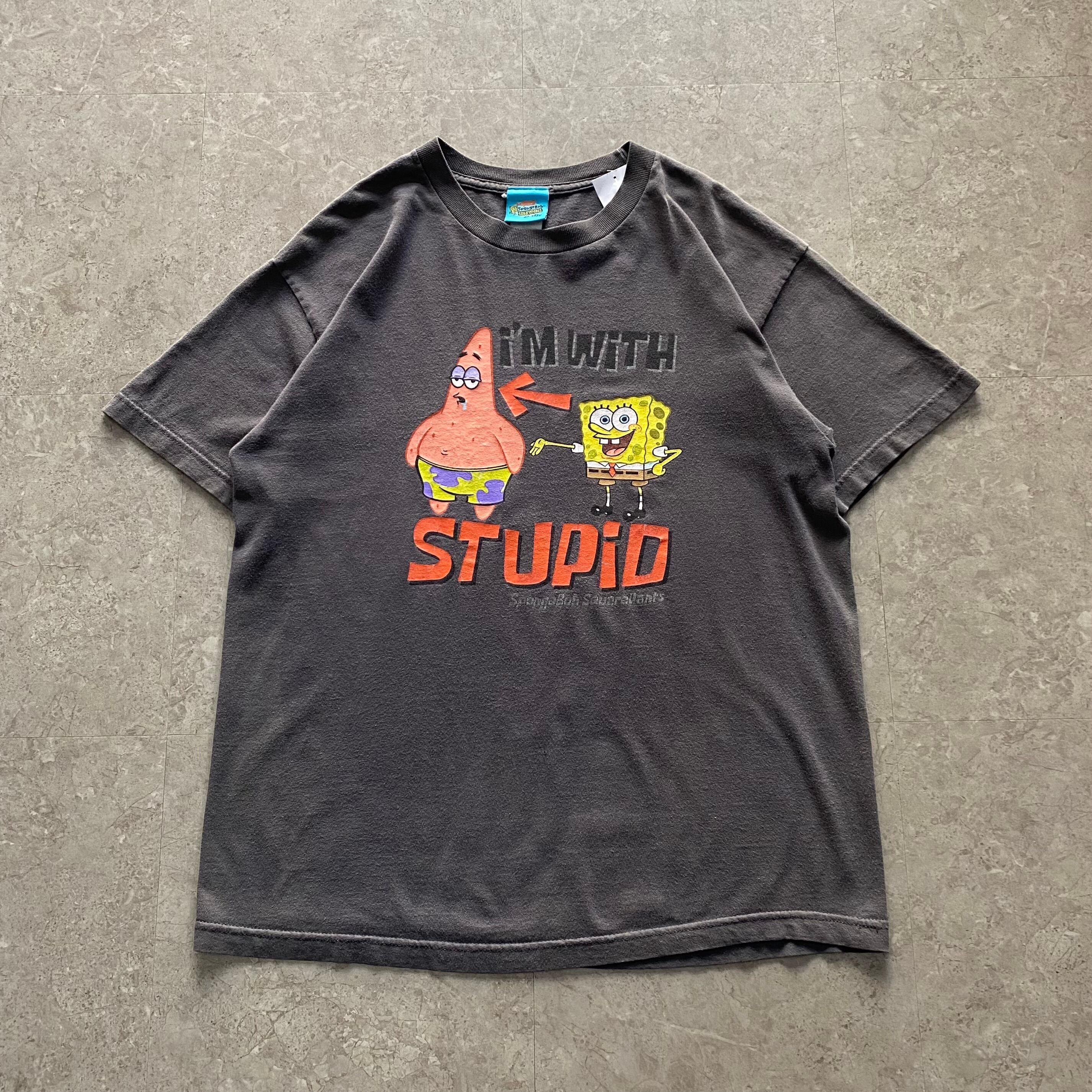 2002s Sponge Bob "I'm with stupid" T-shirt【仙台店】