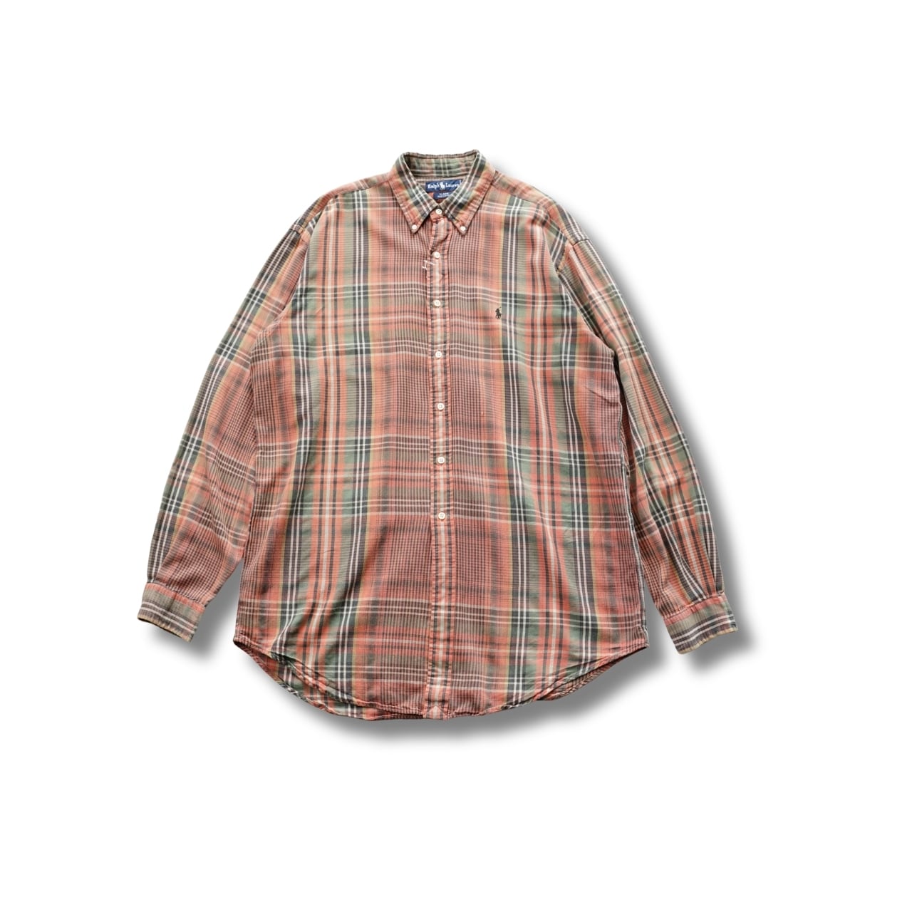 Ralph Lauren ラルフローレン BLAIRE ブレア マドラスチェック ボタンダウンシャツ(表記L・実寸L相当)|NA970
