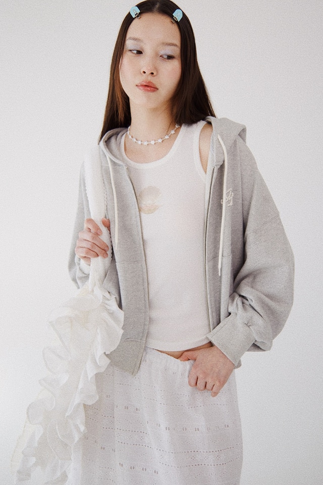 [JOLIE LAIDE] Nancy hoodie zip up (Gray) 正規品 韓国ブランド 韓国通販 韓国代行 韓国ファッション jolielaide Vintage Lover Club 日本 店舗