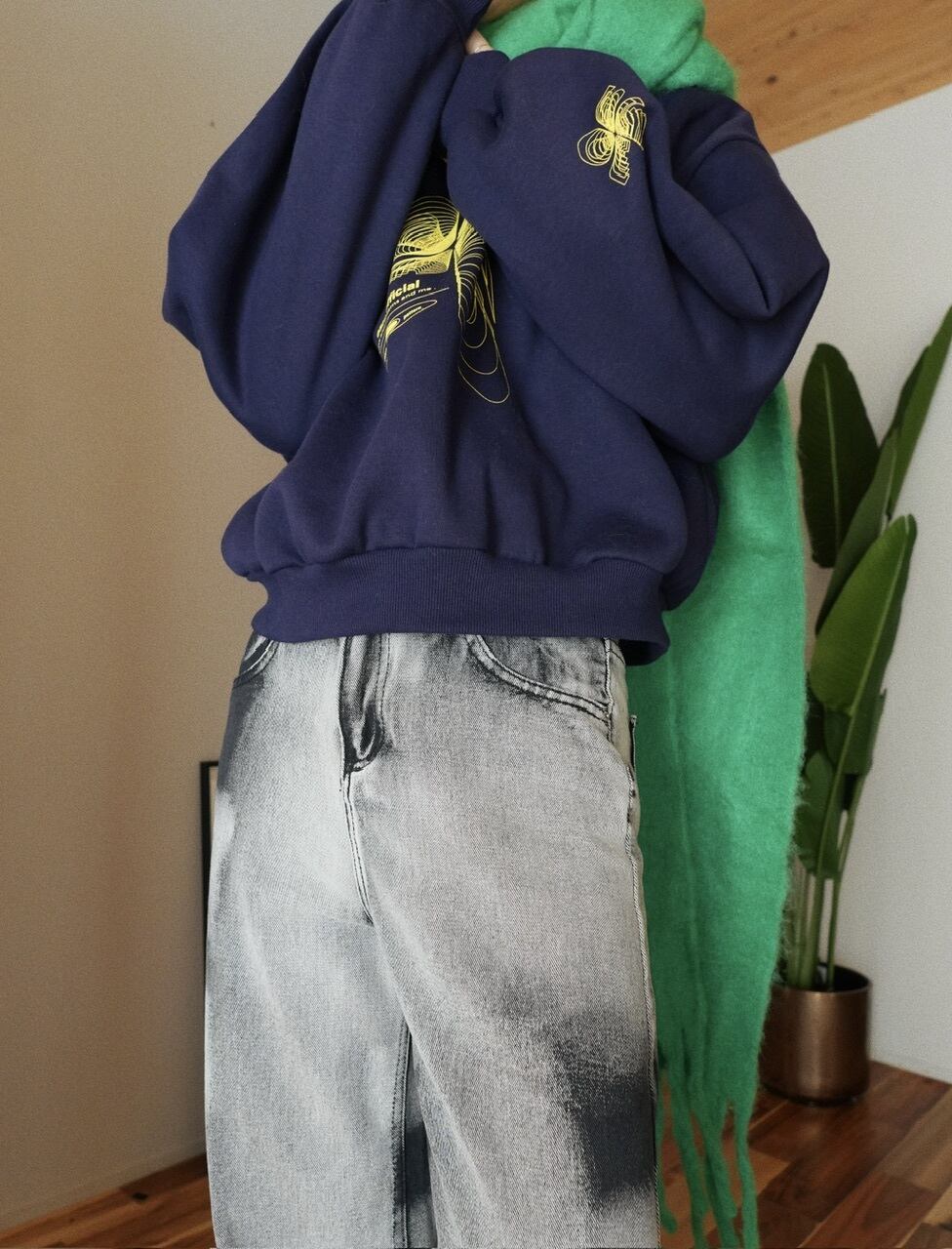 osrs original ］2way puff sleeve sweat / Navy ○完売次第終了
