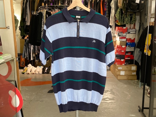 FTC STRIPED KNIT POLO LARGE BLUE 56478