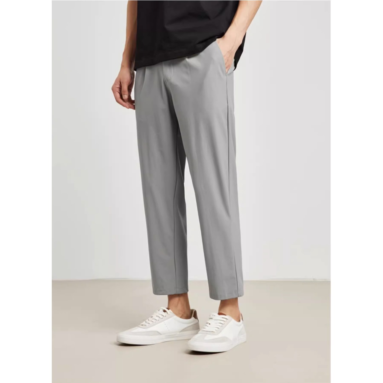ノープリーツストレートカジュアル クロップドパンツ af0284