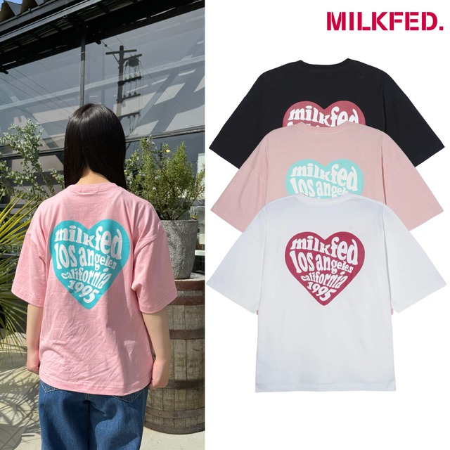 【MILKFED. 】HEART LOGO WIDE S/S TEE【ミルクフェド】