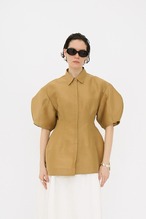 CLANE WAIST SHAPE PUFF SLEEVE TOPS