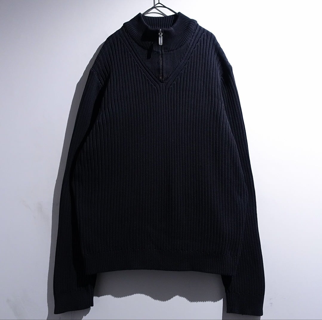 00s "Eddie Bauer" Black Half-Zip Cotton Knit