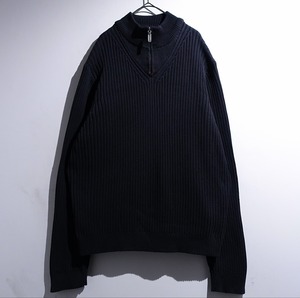 00s "Eddie Bauer" Black Half-Zip Cotton Knit