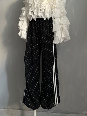 6月上旬polka dot 2way linen track PT／Black