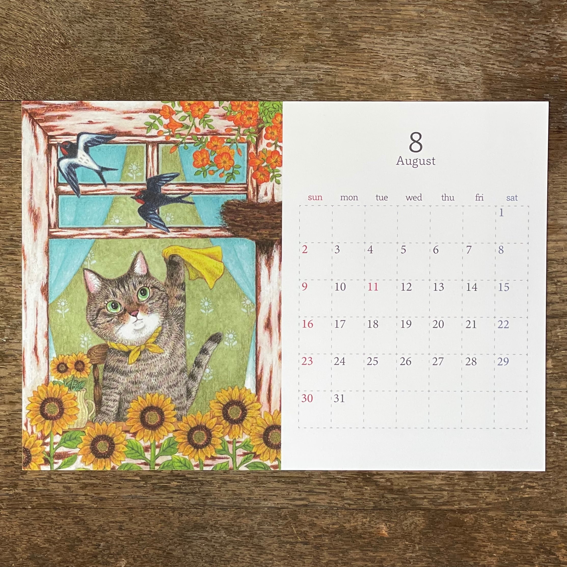 ネコ曜日オリジナルグッズ 】ポストカードにもなっちゃう！カレンダー