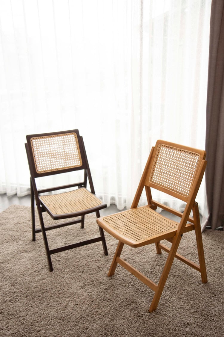 ラタン折りたたみ椅子　韓国インテリア かごめ編みラタンの折りたたみチェア｜通販のベルメゾンネット