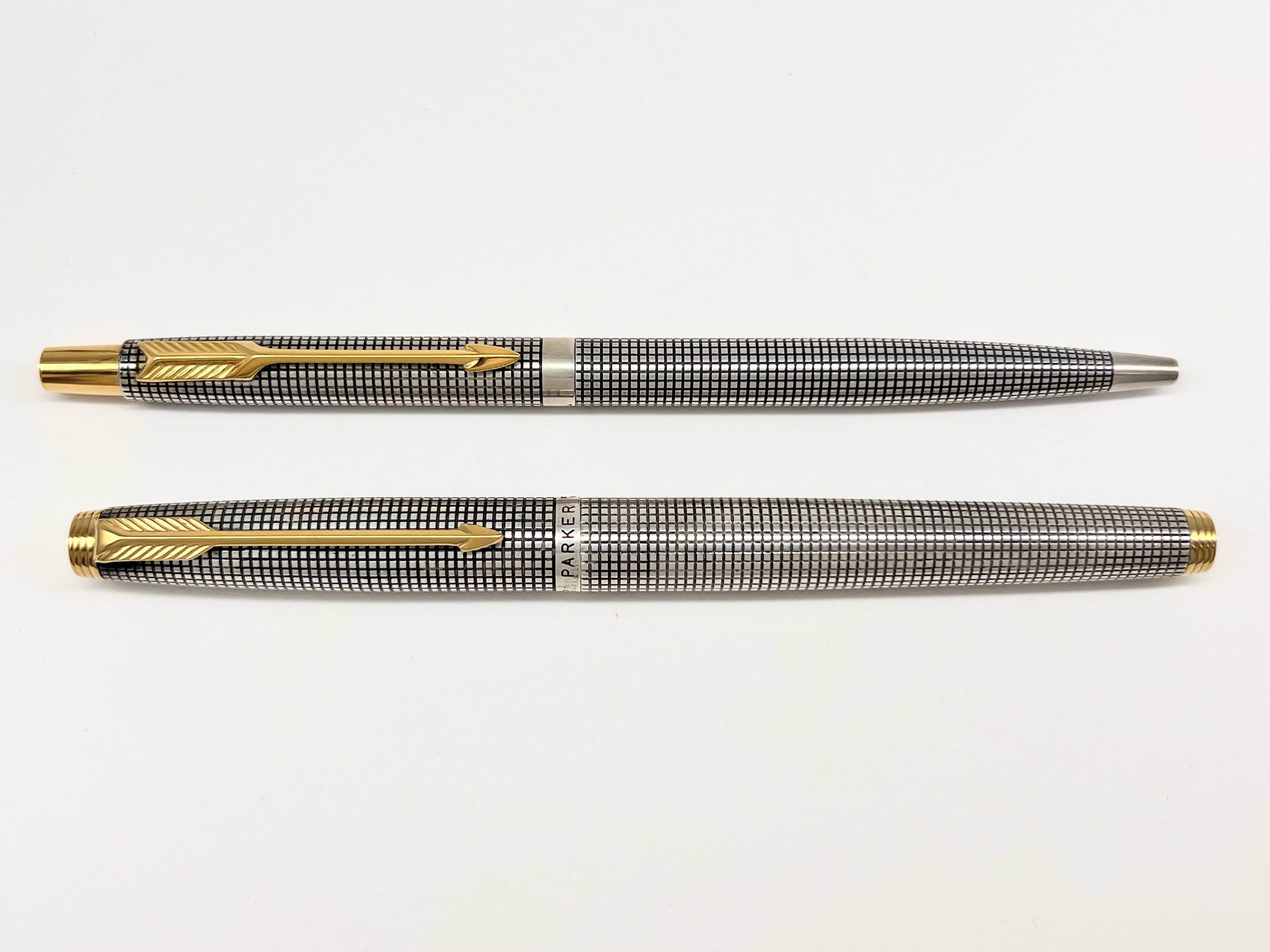 【セット販売】'70s　パーカー ７５　PARKER 75 Crosshatch grid　（極細字）　14K　（＋　パーカー ボールペン）　　　　　 02580 | 川口明弘の調整万年筆 powered by BASE