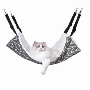 【在庫処分】 猫 ハンモック キャット 椅子 ケージ用 大きい 両面使用 耐荷重10KG 大きい60cm x 50cm ペット 日向ぼっこ 遊び場 通気性 金具丈夫 冬夏両用長さ調節可能 (グレー)