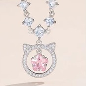 ネックレス かわいい ねこ ピンク スター ペンダント