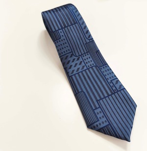 K様専用：ブルーシティ・幾何学模様のネクタイBlue city Tie -0070