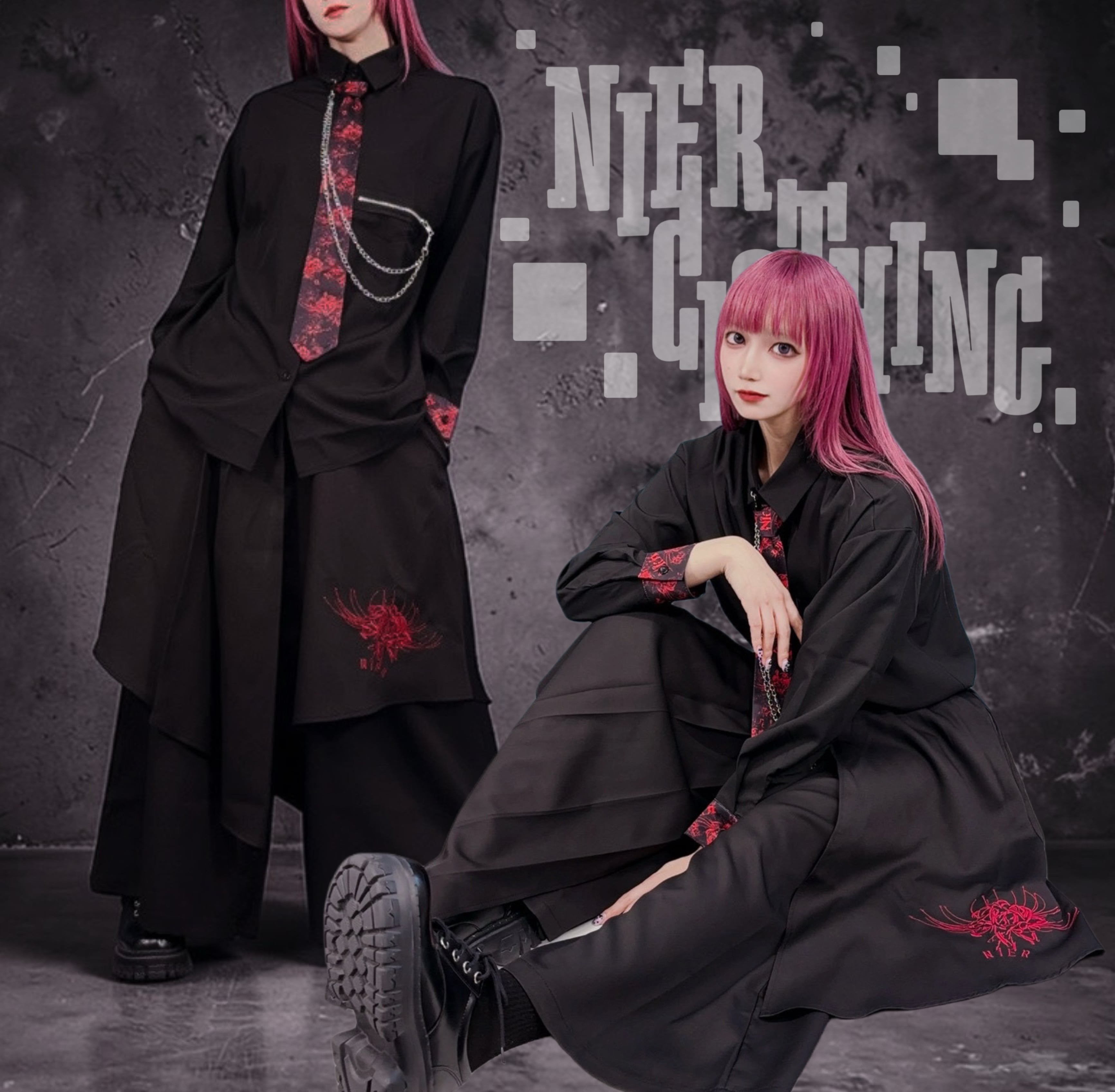 アシンメトリーフラップ付きWIDE PANTS【紅彼岸花】 | NIER CLOTHING