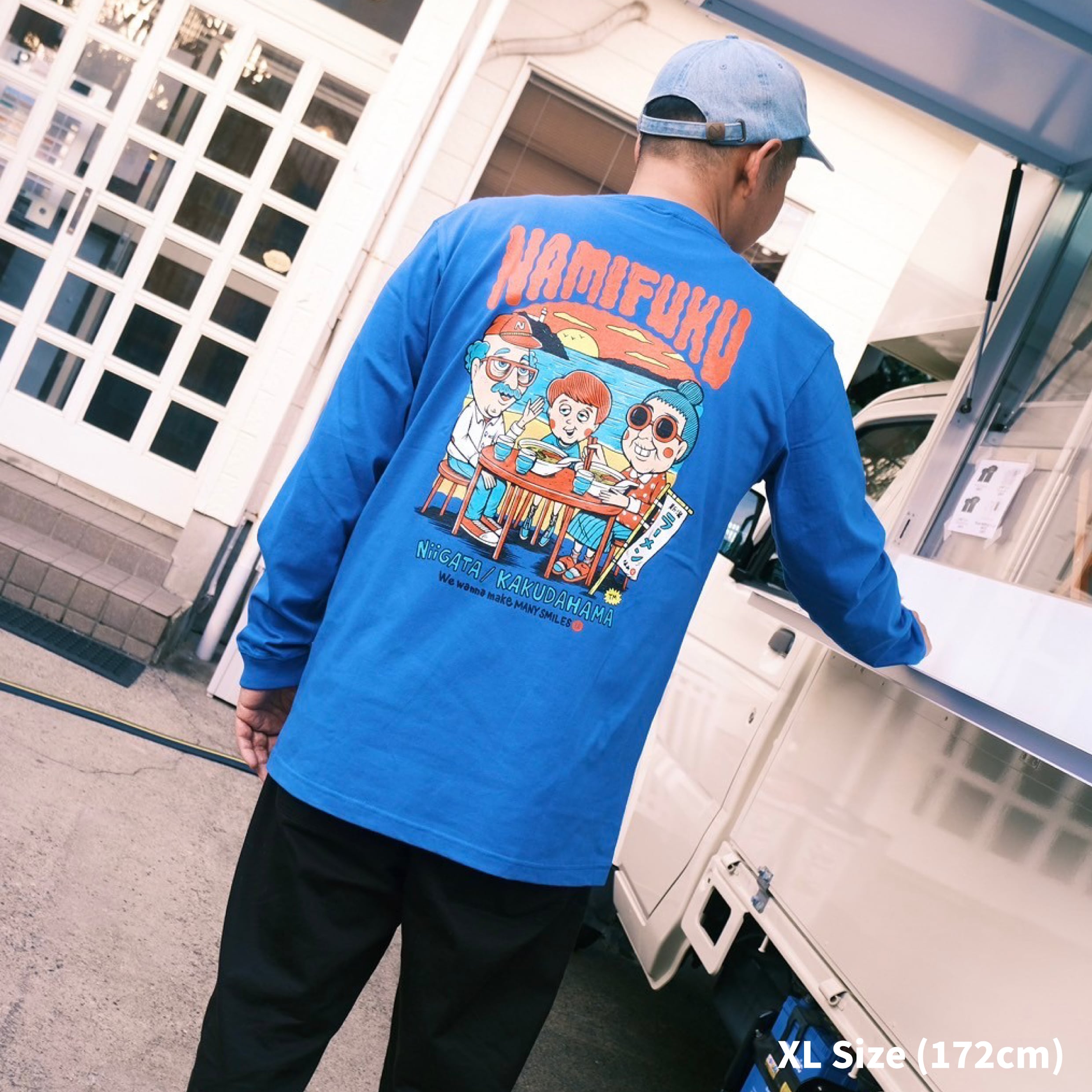 TM paint NAMIFUKU L/S Tシャツ（BLUE）【通常便】 | 新潟ラーメン なみ福