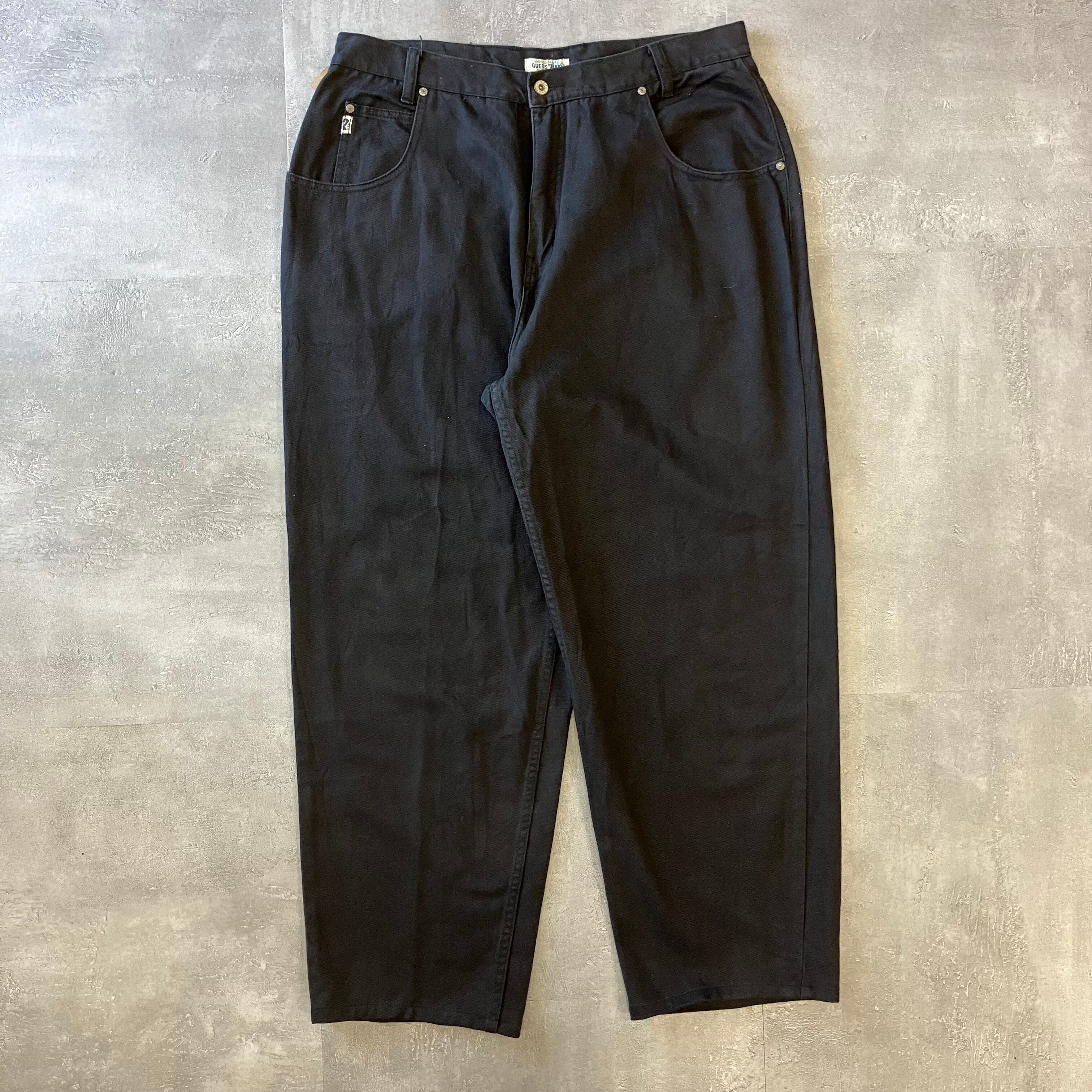 《実寸w35l29》GUESS 90s usa製 ブラックデニム バギー No.1496