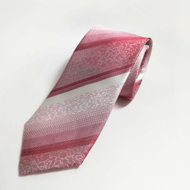 Coral Ombré tie - 織りが繊細な 柔らかコーラルレッド ネクタイ-0035
