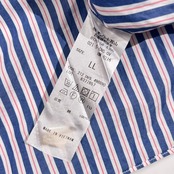 J.PRESS ジェイプレス ストライプ柄 BD ボタンダウン 長袖シャツ LL/ブルー×ピンク系 メンズ