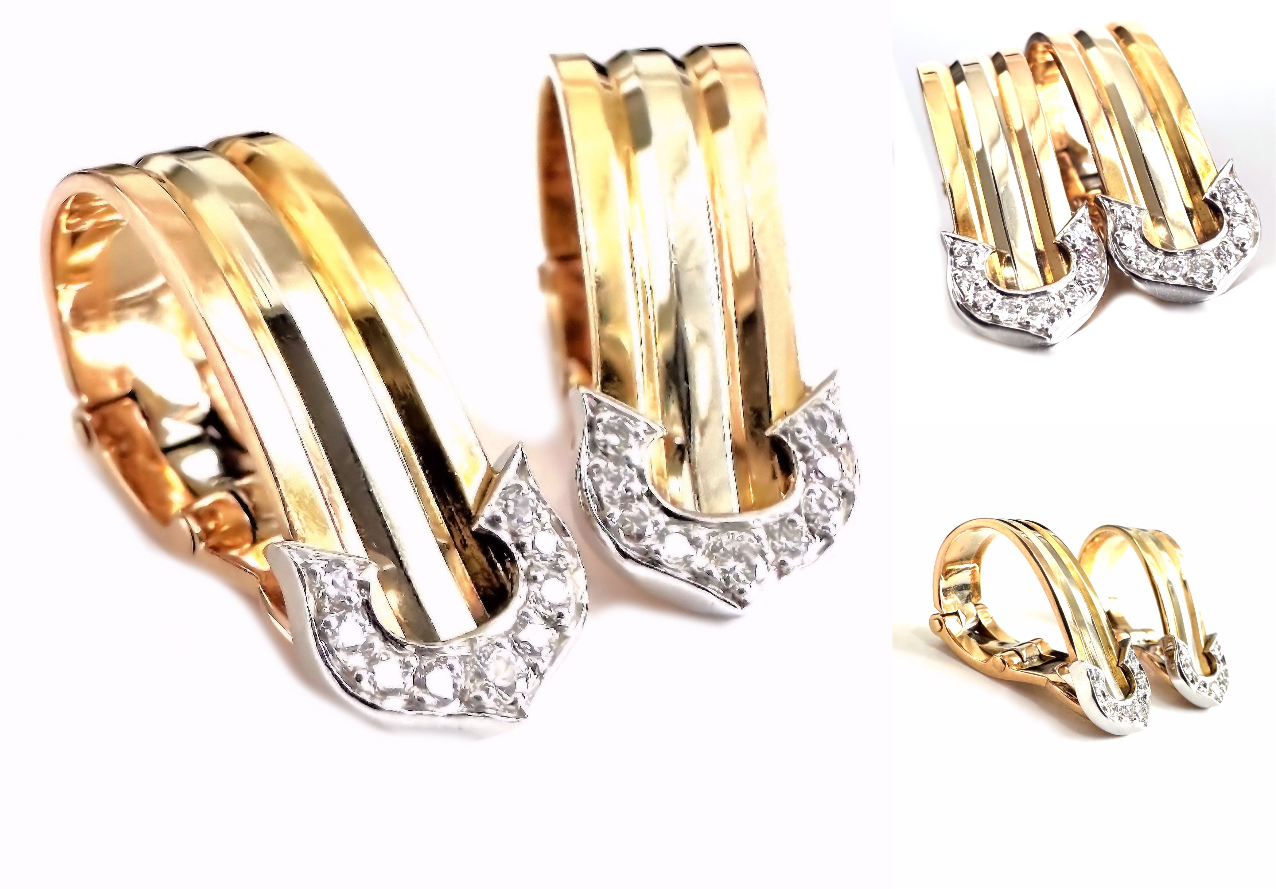 CARTIER / カルティエ 2C ダイヤモンド イヤリング 750 K18 (YG×PG×WG