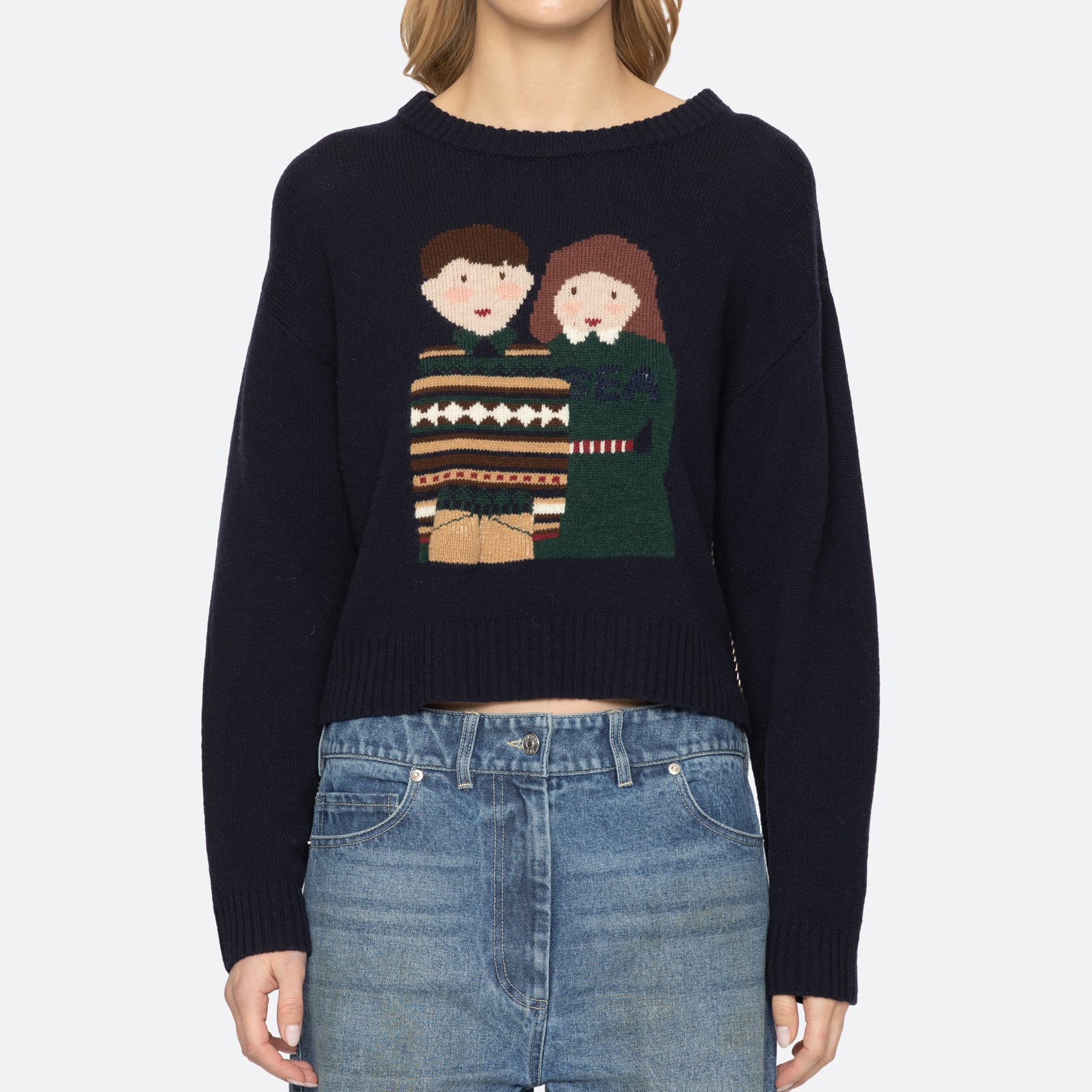 SEA NY PATTON KNIT CREW L/SLV SWEATER MULTI