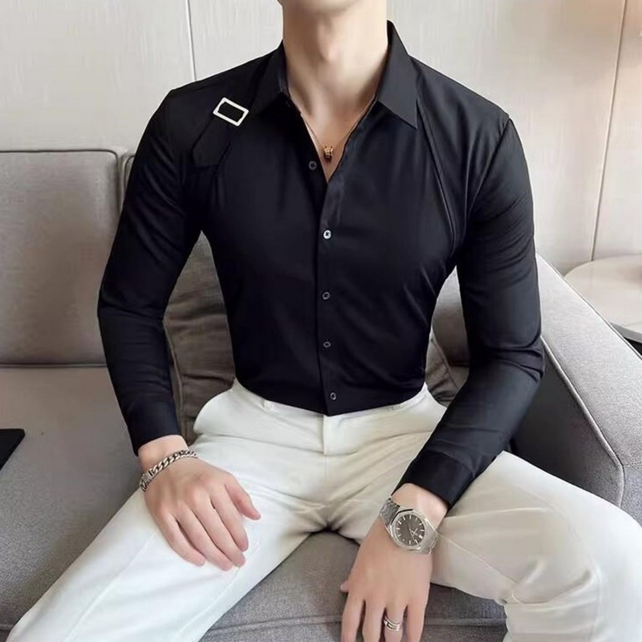 straight white shirt 00089