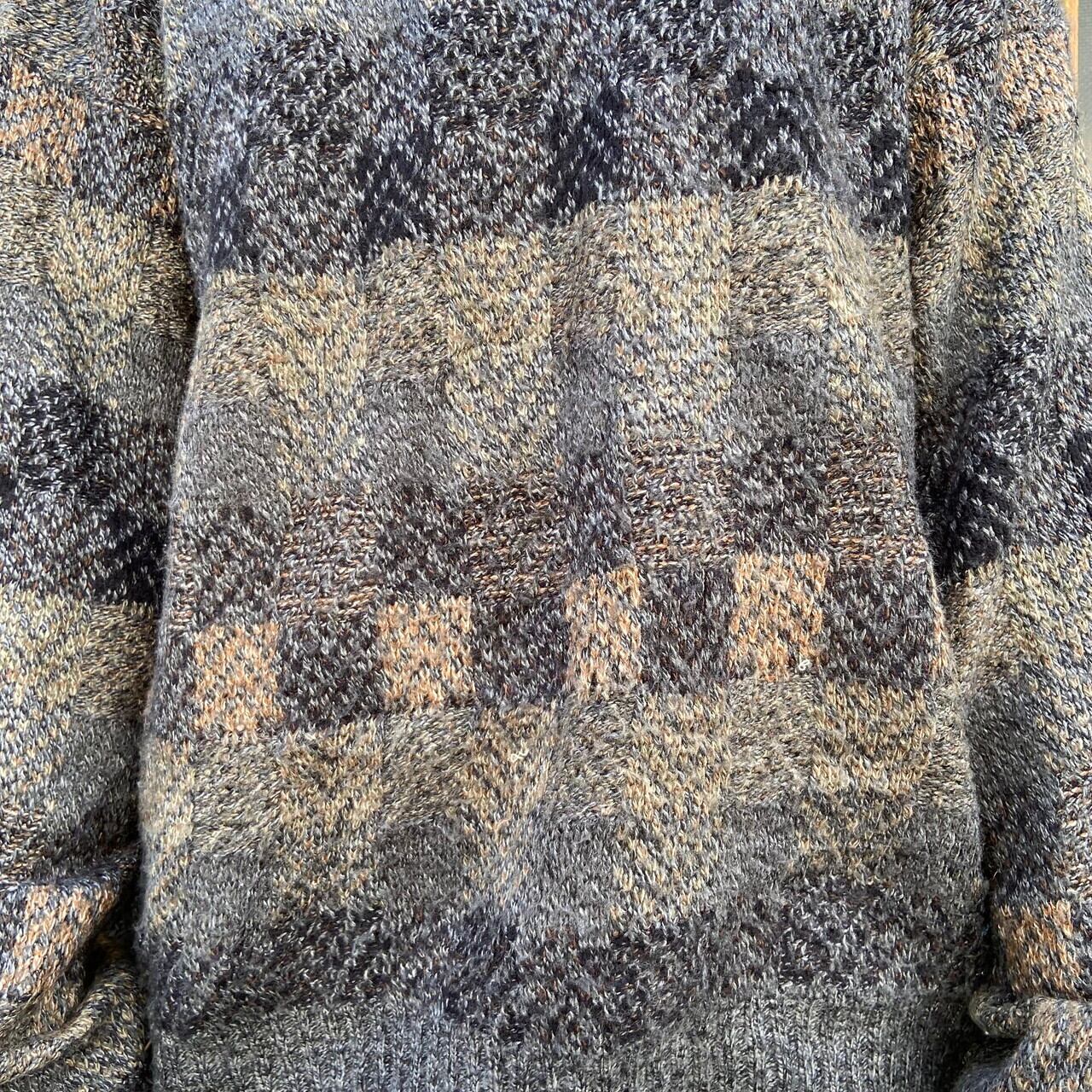 Town Craft タウンクラフト チェック柄 総柄 アクリル ニットセーター