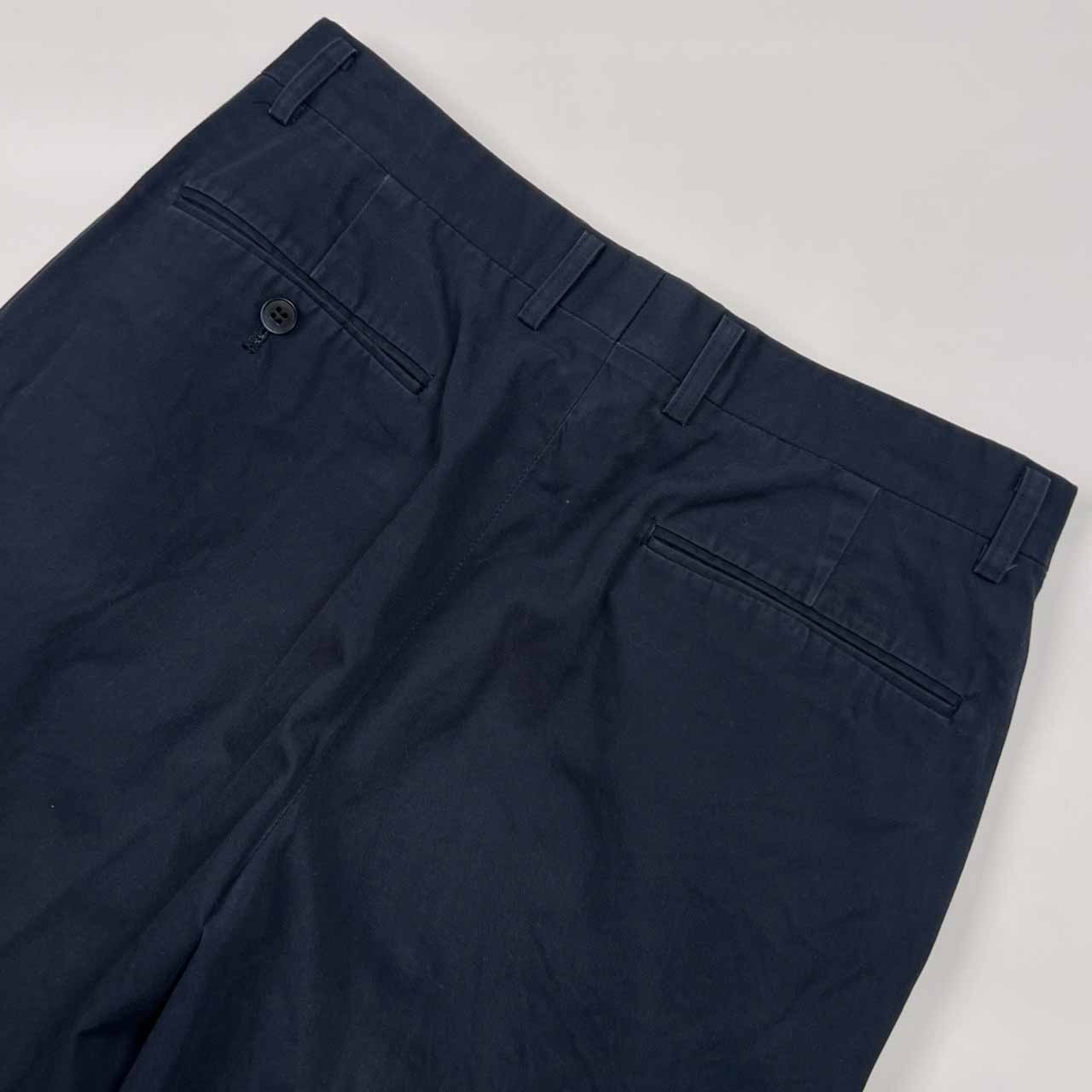 CHAPS RALPH LAUREN チャップス ラルフローレン ツータック 裾ダブル スラックスパンツ 79/ネイビー メンズ