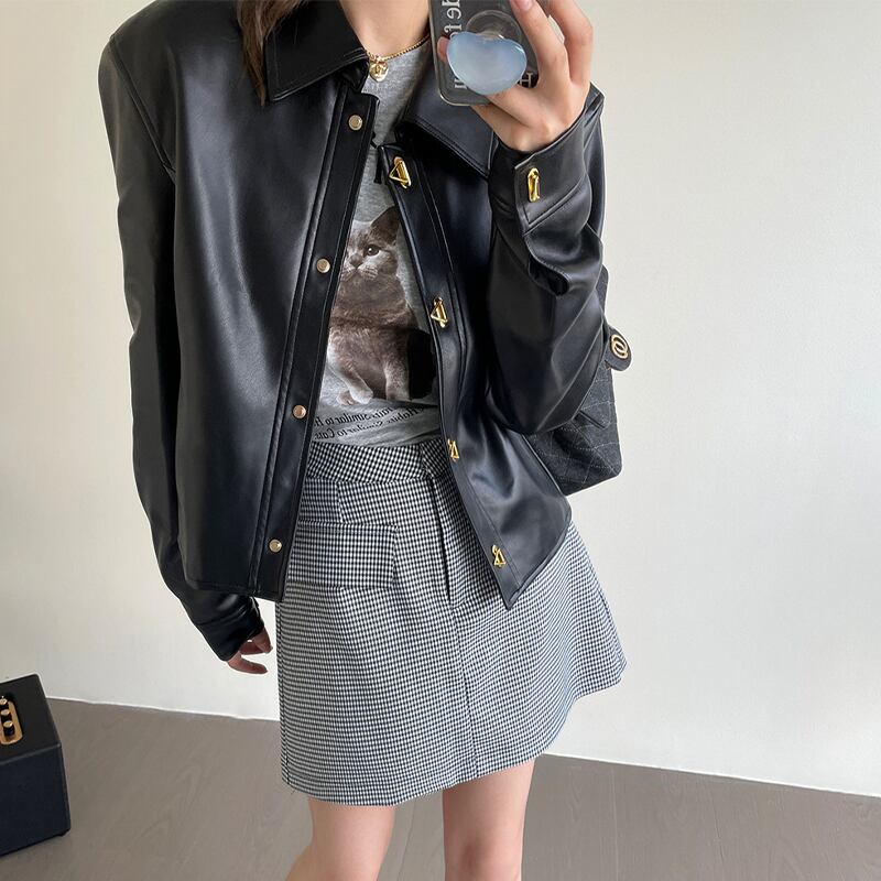 ゴールドボタンレザージャケット 10893 | seeds