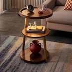 サイドテーブル 丸 おしゃれ ベッドサイドテーブル 木製 棚付き 北欧 コーヒーテーブル ナイトテーブル 40cm 円形 ラウンドテーブル