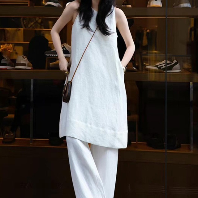 ノースリーブトップス＆ワイドパンツセットアップ　m0114