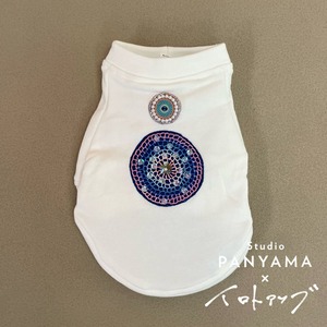 手縫い刺繍ドッグトレーナー　＜青のフラワーダンス＞サイズM