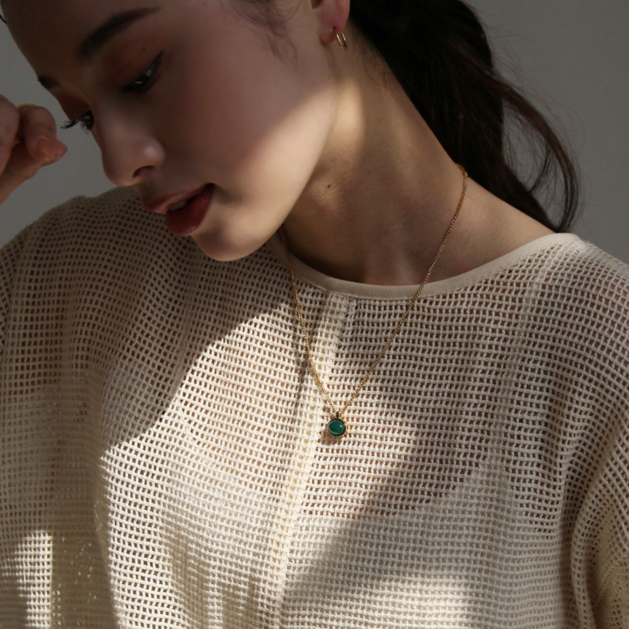 【ネコポス便】ネックレス 天然石ペンダントネックレス 金属アレルギー ステンレス 　1860