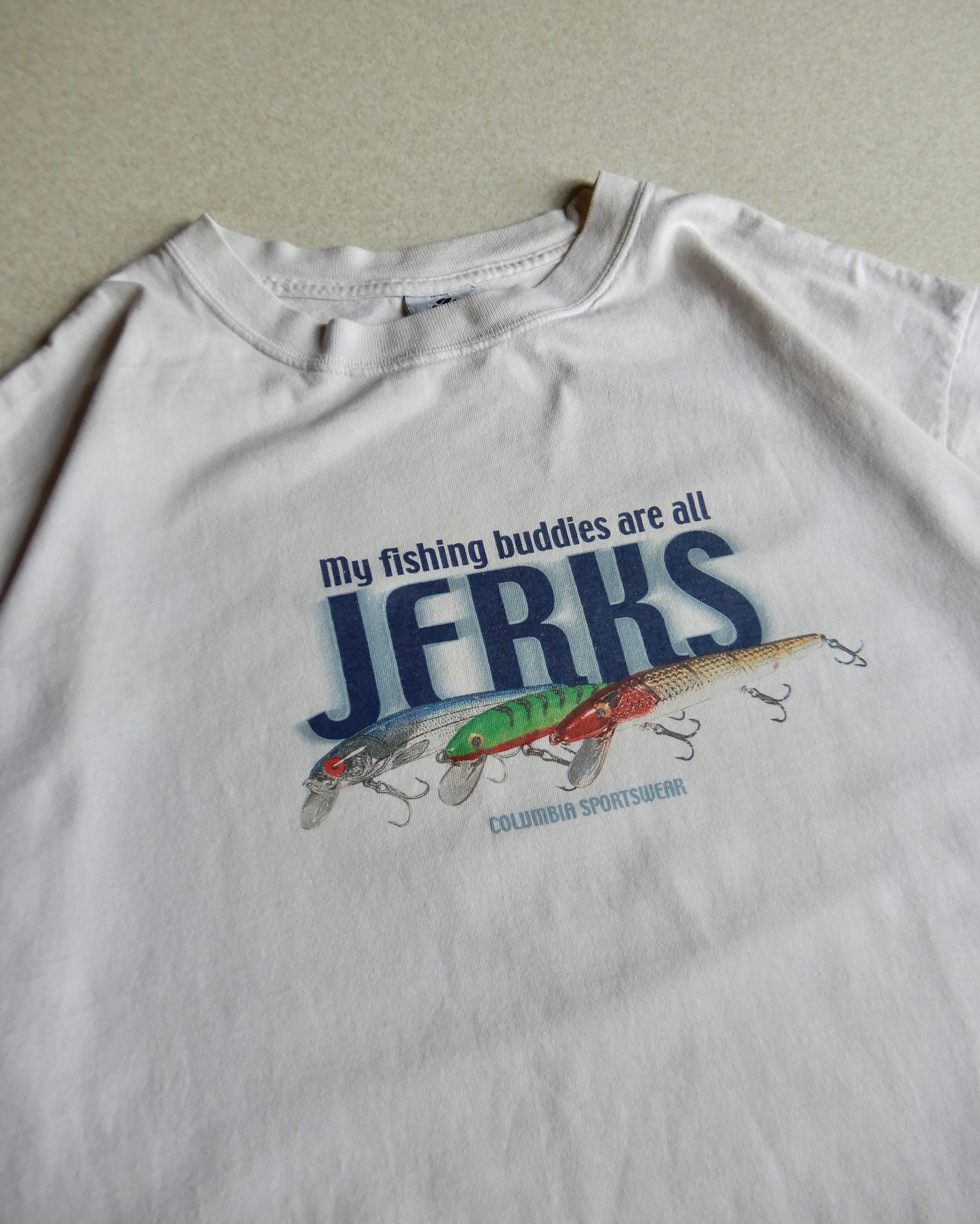 90年代 USA製 アート ジョーク プリントTシャツ 釣り メンズS相当