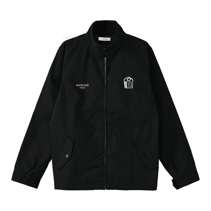 annetmii tokyo ハリントンジャケット(ブラック・ロゴ刺繍)