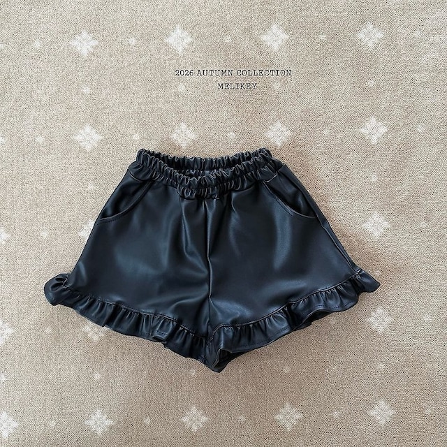 【取寄】melikey|leather frill shorts|レザーフリルショートパンツ|XS-JM|kids&jr|26 autumn