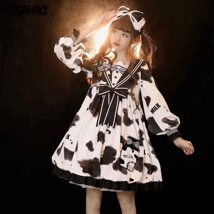 お得 イチゴ牧場 牛 セーラーワンピース ロリータ ひざ丈ワンピース Www Indiashopps Com