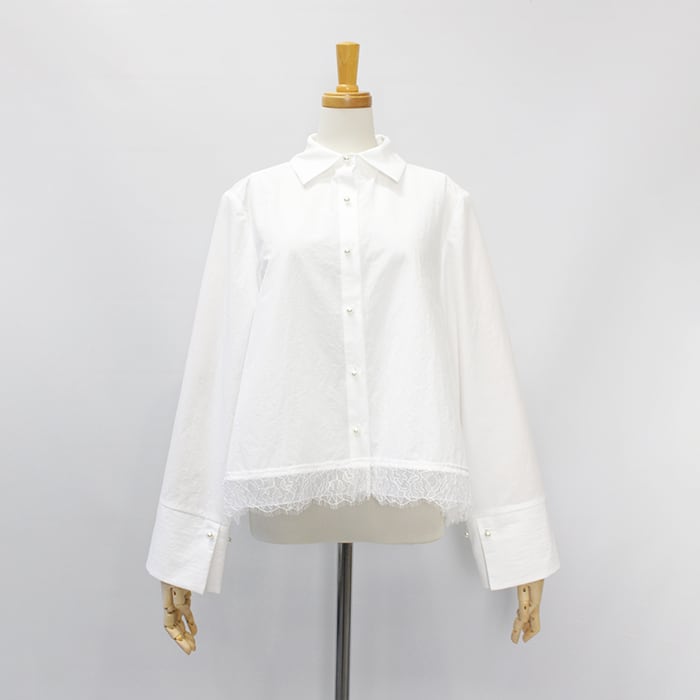 MARILYN MOON マリリンムーン pearl hem lace flare shirt 4264-170