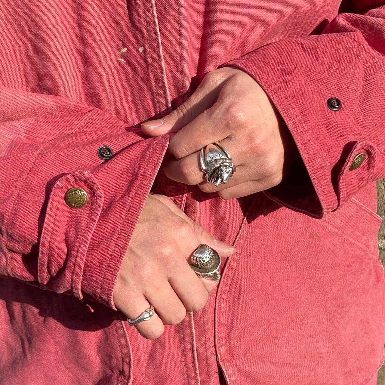 70年代 USA製 WOOLRICH ウールリッチ コーラルピンク ダック地 