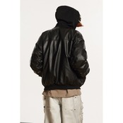 【暖かさUP】ストリート PUレザー中綿ジャケット T1287
