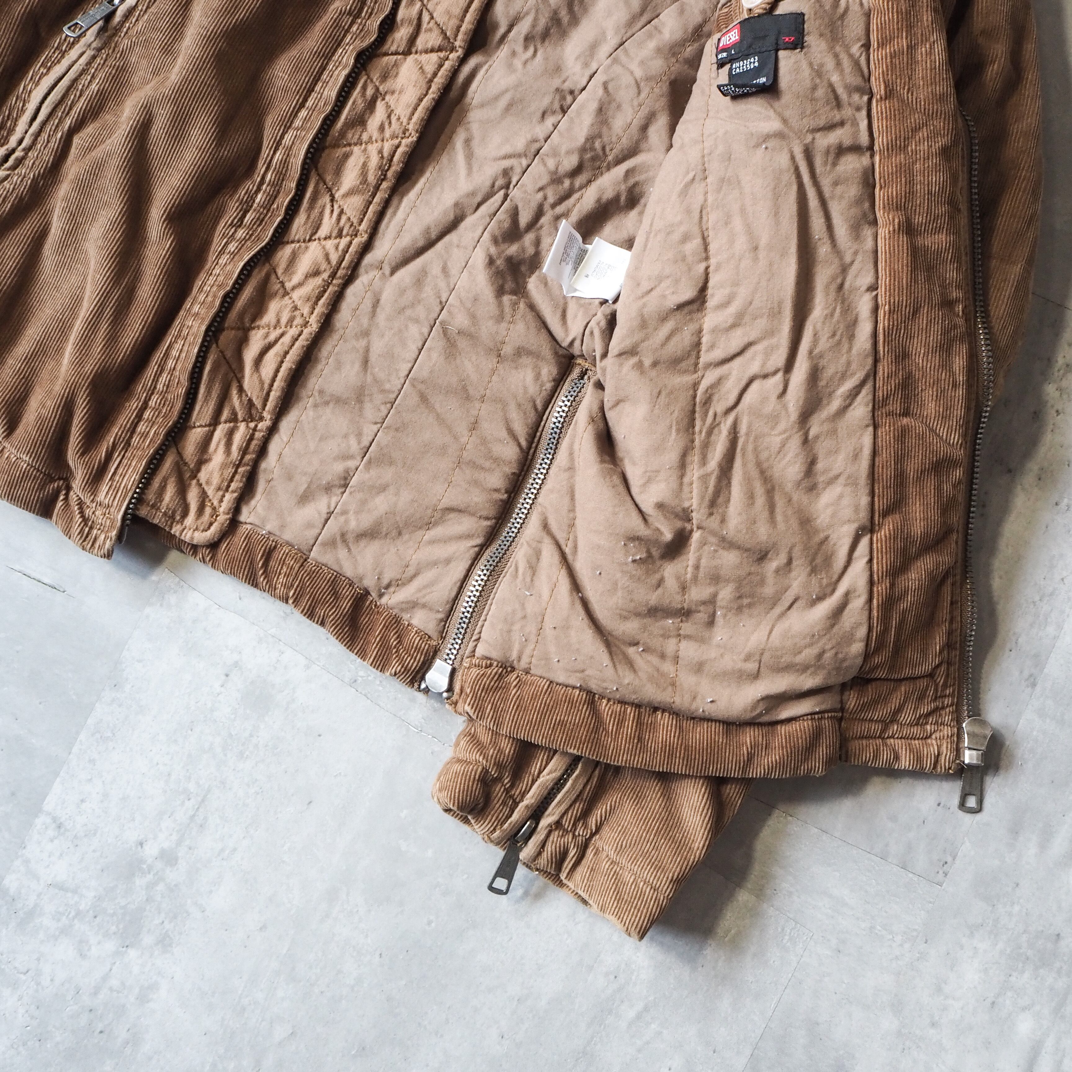 90s-00s “DIESEL” no collar corduroy multi zip bomber jacket 90年代 ...