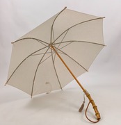 ナチュラルリネン 晴雨兼用 バンブーハンドル長傘