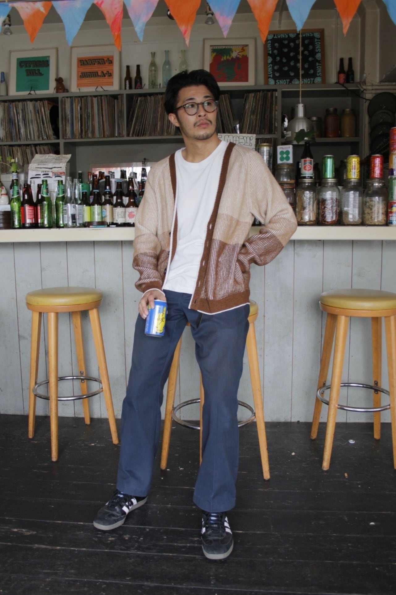 【追加補充】ブロックカラーのカーディガン（キャラメル）