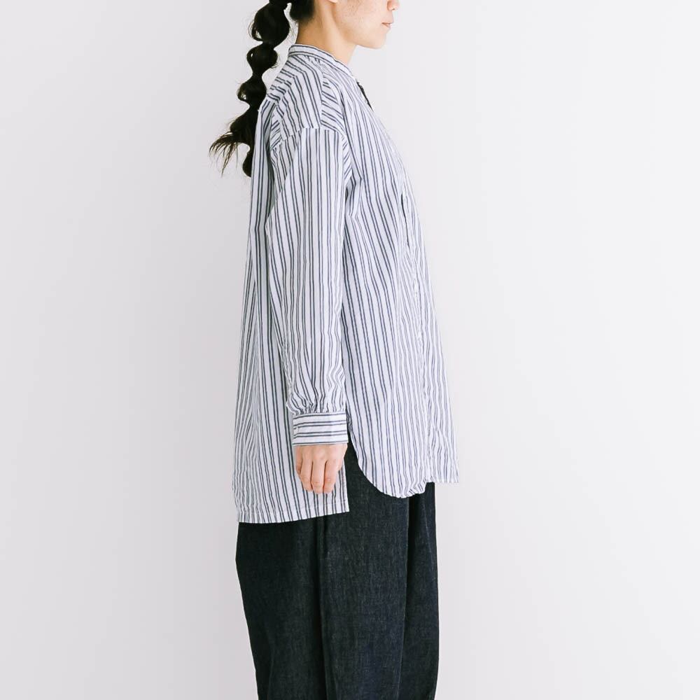 プリット prit 60/1タイプライターストライプ スタンドカラーオーバーサイズシャツ(P81317)ダブルストライプ【レターパックプラス可】