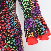 フラメンコ 衣装 エルモサイベリア HERMOSA IBERIA ツーピース セットアップ トップス ファルダ 赤 カラフル ボランテ フリル ダンス 発表会 パーティ 柄 模様 ブラック系 レッド系 ブルー系 イエロー系 かわいい おしゃれ ステージ衣装 ダンス衣装 派手 女性用 セットアップファッション 柄物 ショー衣装